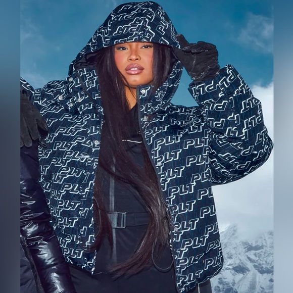 ❄️ PLT Ski Mono Printed Long Line Puffer Jacket - Picture 1 of 4